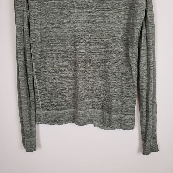 Alice & Olivia Air Olive Green Long Sleeve Split Back Top XS - Picture 3 of 9